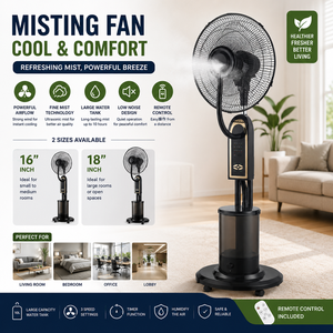 Ventilateur brumisateur domestique 18 pouces avec télécommande et interrupteur à clé, en plastique, pour rafraîchissement par brumisation d'eau, idéal pour extérieur, garage, hôtel - Product Image 1