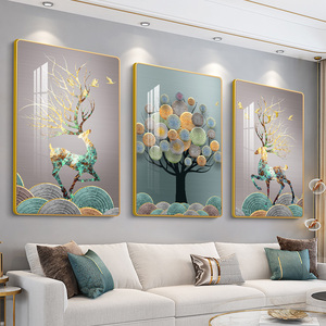 <span class=keywords><strong>Peinture</strong></span> décorative haut de gamme pour salon, art mural moderne et simple, tableau suspendu, motif élan, lot de 3, décoration intérieure - Product Image 2