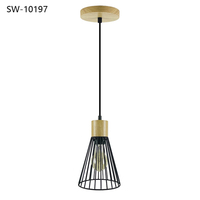 Lámpara Colgante Moderna Nórdica Minimalista E27 con Estructura de Madera para Dormitorio, Cocina o Isla