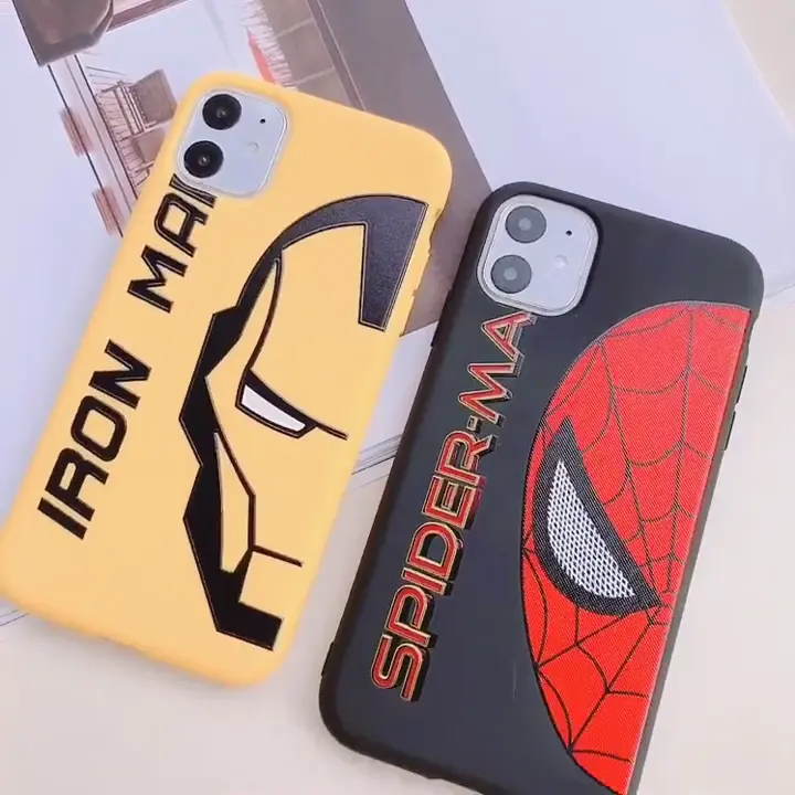 Wholesale custom 2020 fashion cool anime phone case for iphone 11 pro xr xs max7 8 plus spider man iron man cell phone covers
