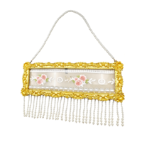 Marco de Fotos de Resina Dorada de Estilo Barroco Francés Vintage con Patrón Floral 3D, Borla de Perlas Artificiales, Ecológico, para Decoración de Pared del Hogar