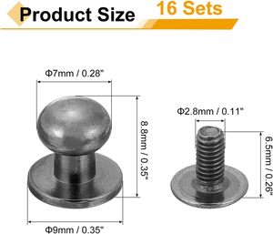 Uxcell - Tornillos de cabeza esférica de 5 mm, remaches de botón redondos para cuero, para manualidades de cuero, reparación de bolsos, zapatos y cinturones - Product Image 2
