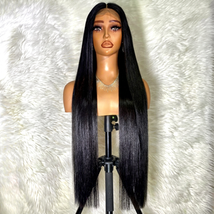 Perruque de cheveux bruts Super Double Drawn cheveux raides couleur naturelle 100% cheveux humains vietnamiens fermeture à lacet suisse - Product Image 1