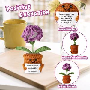 Positive Carnation Crochet Handmade Positive <b>Flower</b> Plant Crocheted Potted <b>Flower</b> Knitted Carnation <b>Flower</b> for Home Decoration - Product Image 4
