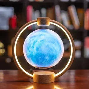 Nieuwe Maglev Maanlamp Draadloze Audio 3d Stereo Diy Kleurrijke Magnetische Drijvende Beglazing Nachtlampje Zwevende Maanlamp