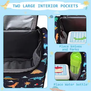 Impressão bonito Isolado Leakproof Tote Cooler Bag Isolamento Térmico Kids Lunch Cooler Box com Alça de Ombro para Estudantes Meninos