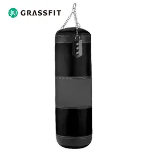 Custom Logo Home Gym Fitness Exercise PU Leather Hook Punching Bag Heavy Boxing Sand Bags For Muay Thai Boxing Training