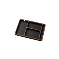 Plateau de rangement de bureau en bois rectangulaire personnalisé avec compartiments, adapté pour ranger téléphone portable, montre, lunettes, stylo
