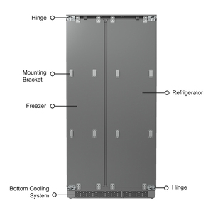 Réfrigérateur côte à côte 455L, sans givre, encastrable, avec revêtement en acier inoxydable 304, économe en énergie, refroidissement par air pour cuisine domestique - Product Image 5