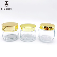 Nuevo Tarro de Vidrio Esmerilado Redondo con Forma de Barriga para Crema Facial, Tapa Dorada Mate, Transparente, para Cosméticos, Lociones, Exfoliantes
