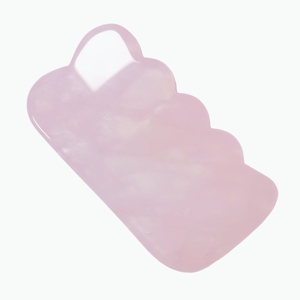 Natural Rose Quartz Wave Comb Gua Sha Tool, Pink Crystal Scalp <b>Massager</b> & Face Scraping Board - Product Image 4