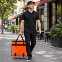 Sac isotherme imperméable orange avec fermeture éclair étanche, anneaux en D, poignée rembourrée, chargement par le haut, doublure en feuille d'aluminium, sac de livraison alimentaire