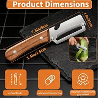 Lot de 2 éplucheurs de légumes multifonctionnels 2-en-1 avec ouvre-bouteille, manche en bois, éplucheur de cuisine en acier inoxydable