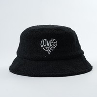 Topi Bucket uniseks, topi Bucket kualitas tinggi, bahan bulu Teddy palsu, desain bordir Logo dapat disesuaikan