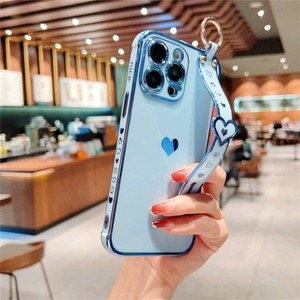 Funda de Teléfono Móvil con Correa de Muñeca de Lujo para iPhone 16 15 14 13, Funda Electrochapada para iPhone 15 Pro Max, Diseño Lindo para Chicas - Product Image 5
