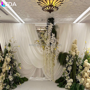 LEDA Cortina Curva de Seda Láctea Beige para Decoración de Escenarios de Boda, Tamaño Personalizado, Elegante y a la Moda - Product Image 1