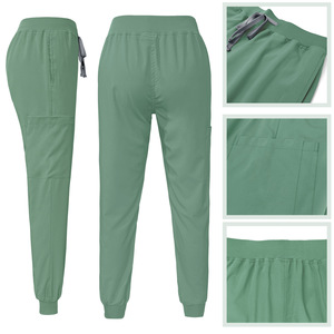 Hot Sale Scrubs Set Nurse Uniform Neck Top Elastic Pants Multi-Pocket Design Polyester Spandex Unisex Hospital Clothing - Product Image 3