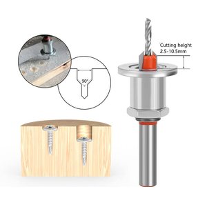 Có thể điều chỉnh 8 mét Shank HSS <span class=keywords><strong>countersink</strong></span> khoan <span class=keywords><strong>bit</strong></span> <span class=keywords><strong>Router</strong></span> <span class=keywords><strong>bit</strong></span> phay Cutter vít extractor với độ sâu dừng cho chế biến gỗ - Product Image 4