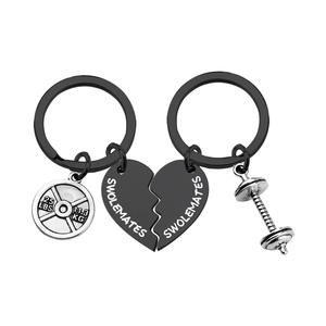 Llavero con Mancuerna para Gimnasio, Equipo <span class=keywords><strong>de</strong></span> Fitness Personalizado, Peso <span class=keywords><strong>de</strong></span> Mancuerna, Metal, Culturistas, Parejas, Compañeros - Product Image 1