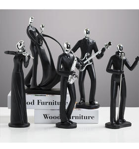 Estatua <span class=keywords><strong>de</strong></span> Músico Abstracta Negra <span class=keywords><strong>de</strong></span> Resina, Figura Artificial, Modelo <span class=keywords><strong>de</strong></span> Personaje, Decoración para Vinoteca, Figura <span class=keywords><strong>de</strong></span> <span class=keywords><strong>Anime</strong></span> Pintada a Mano - Product Image 1