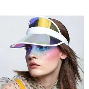 Sport visiera parasole in plastica protettiva uv per adulti di alta qualità trasparente proteggi cappello da spiaggia in pvc con visiera parasole per donna