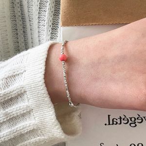 S925 Sterling <b>Silver</b> Red <b>Bead</b> Bracelet For Women Everyday Wear Simple Design - Product Image 3