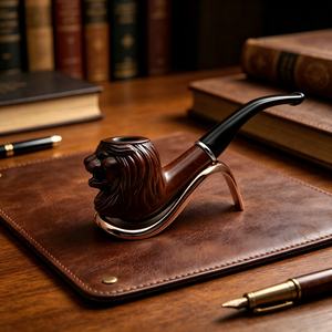 Offre Spéciale : Pipe à Tabac en Résine Tête <span class=keywords><strong>de</strong></span> <span class=keywords><strong>Lion</strong></span>, Tige Courbée Classique avec Support Or Rose pour Hommes – Vente en Gros <span class=keywords><strong>de</strong></span> Pipes à Fumer - Product Image 3