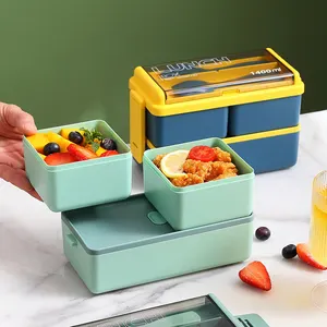 Zwei schicht iger biologisch abbaubarer Kunststoff Bento Rice Husk eco Lunchbox Bag Lunchbox Kunststoff behälter