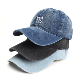 Casquette de baseball en denim délavé avec broderie Nyc, chapeau unisexe à la mode pour hommes et femmes - Product Image 1