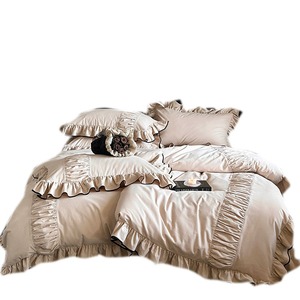Maple Syrup Milk Coffee Korean Style All Cotton Brushed Fleece <b>Bedding</b> <b>Set</b> Solid Color Breathable Home Use Sheet Style - Product Image 5