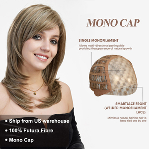 Dài Thẳng Lớp Ren Phía Trước Tóc Giả Với Những Tiếng Nổ Hỗn Hợp Ánh Sáng Màu Nâu Monofilament Tóc Giả Cho Phụ Nữ Hàng Ngày Chịu Nhiệt Futura Sợi - Product Image 1