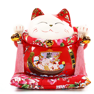 Décoration d'intérieur en céramique Art Déco, <span class=keywords><strong>Maneki</strong></span> <span class=keywords><strong>Neko</strong></span> mignon peint à la main, porte-bonheur - Product Image 4