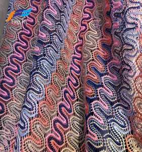 Best Sales Breathable Polyester Warp Knit Jacquard Fabric Surat Textile Jacquard two tone Metallic Mesh Fabric