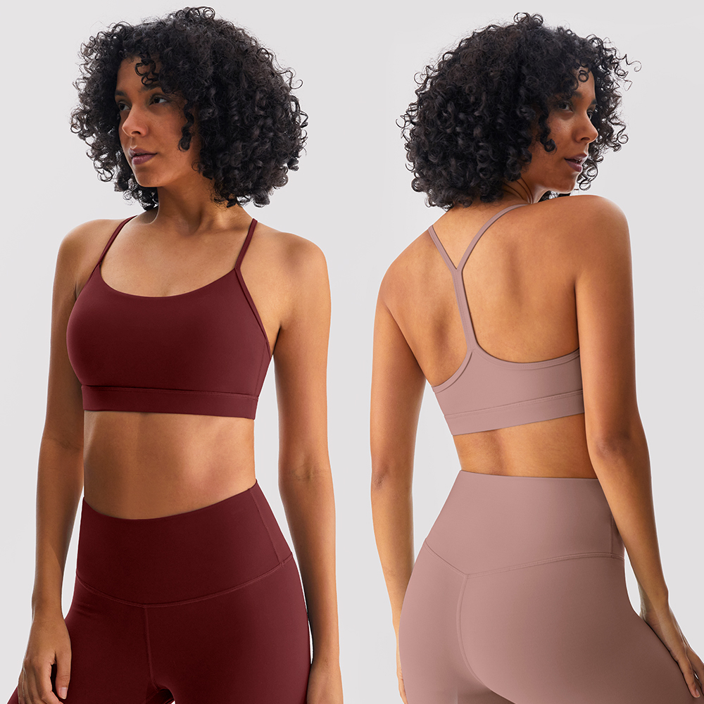 Lu Multi-color Nude Yoga Wear Back Pilates Sports Underwear Women Fitness Running Workout Straps Crossed Sexy Bra Plus Size