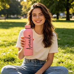Bouteille d'eau en acier inoxydable personnalisée, thermos isotherme avec couvercle, gourde à double paroi sous vide pour cadeaux de mariage - Product Image 2