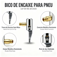 Connecteur de valve de gonflage à clipser en métal robuste avec verrou de sécurité pour pneus
