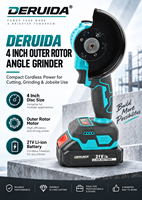 Meuleuse d'angle sans fil DERUIDA 21V, mini, sans balais, 2 batteries, chargeur, outil électrique portatif pour la découpe et le polissage des métaux