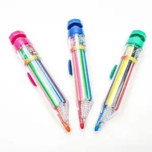 8色旋转8合1色蜡笔多色可伸缩压力笔推动式蜡笔创意儿童涂鸦绘画