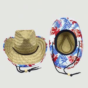 Custom Print Fishing Surf Lifeguard Beach Sun <b>Hat</b> Mexican Sombrero Wide Brim <b>Hat</b> Lifeguard Custom <b>Straw</b> Lifeguard <b>Straw</b> <b>Hat</b> - Product Image 1