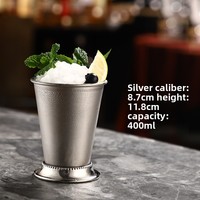 Verre à cocktail Mint Julep en acier inoxydable à bord incurvé Unisweet, tasse à Mojito, capacité 400 ml, design moderne minimaliste, Chine