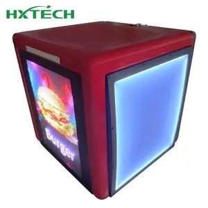 Hxtech FRP GPS quảng cáo LED hiển thị bảng điều chỉnh màn hình kỹ thuật số biển và hộp giao hàng cho xe máy đuôi hộp