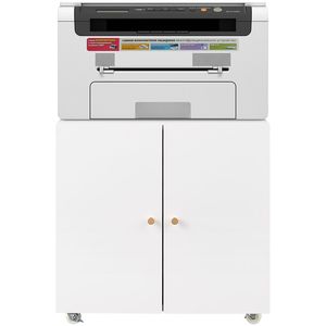 DB Office Furniture White Soporte de copiadora de acero de 2 puertas Pedestal móvil Soporte de archivo e impresora - Product Image 4