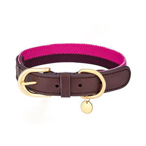 Mejor venta Durable al aire libre diario ajustable cuero de vaca y algodón correas grabadas accesorios para mascotas Gatos Perros <span class=keywords><strong>Collar</strong></span> de lujo - Product Image 2