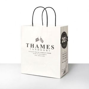 ZJPACK Bolsas de Papel Kraft Biodegradables al por Mayor con Asas Retorcidas, Impresión de Logotipo Personalizado, Aptas para Alimentos, para Llevar Comida y Compras - Product Image 3