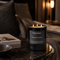 Pot à bougie noir brillant 8oz 12oz, pot en verre vide à ouverture large, avec autocollant foncé personnalisé et marquage en relief pour les producteurs de bougies à plusieurs mèches