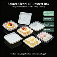 Boîte à pain carrée transparente en plastique PET de qualité alimentaire 19x19cm avec couvercle, jetable, pour pain, sushis et salades - Vente en gros