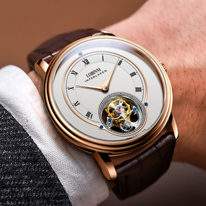 <span class=keywords><strong>Montre</strong></span> mécanique à tourbillon manuelle pour <span class=keywords><strong>homme</strong></span>, boîtier en acier inoxydable, cadran en cristal saphir, bracelet en cuir - Product Image 5