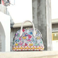 Sac à main tendance vintage en PU de haute qualité pour femme, motif rose dessin animé, avec deux anses – Nouvelle collection