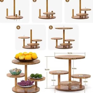 Estante de madera de varios niveles para postres, soporte de roble para pasteles, bandeja de exhibición para decoración del hogar, regalo. - Product Image 4