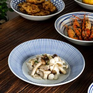 Japanese Style Henry Bowl Series 8 Inch <b>Ceramic</b> <b>Plate</b>, Under-glaze Color Hand Painted Dinner & Fruit <b>Plate</b> - Product Image 1